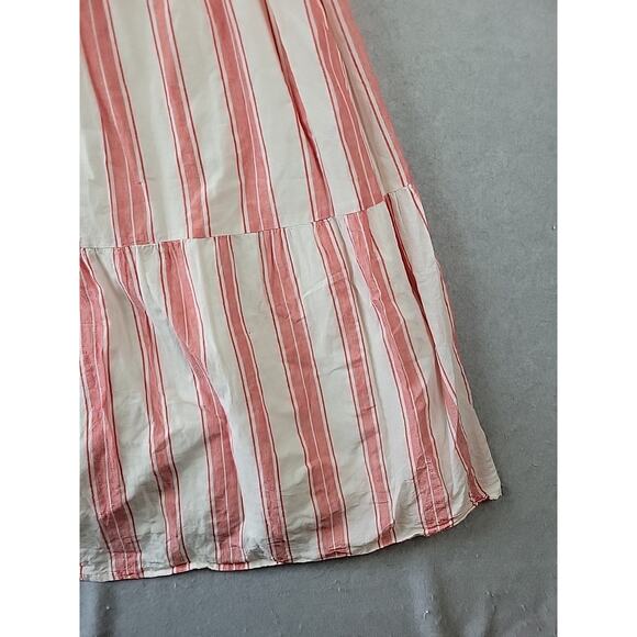 LOFT Ann Taylor Red White Striped Tiered Sleeveless Sundress Women's Large Lined - Picture 5 of 11